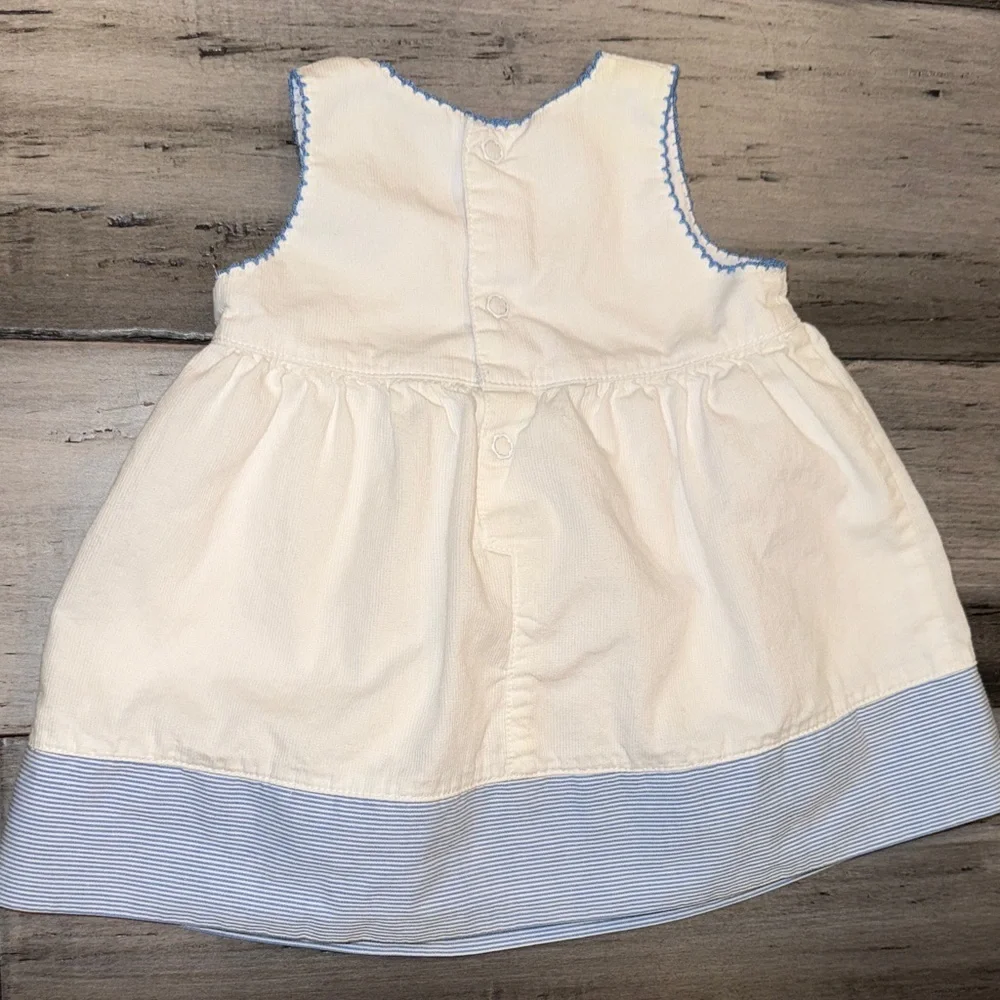 Carter's White & Blue Duck Embroidered Dress